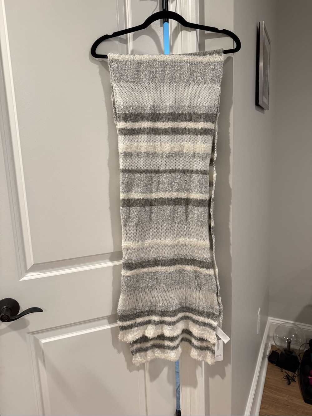 Lou & Grey Gray and White Striped Cozy Scarf